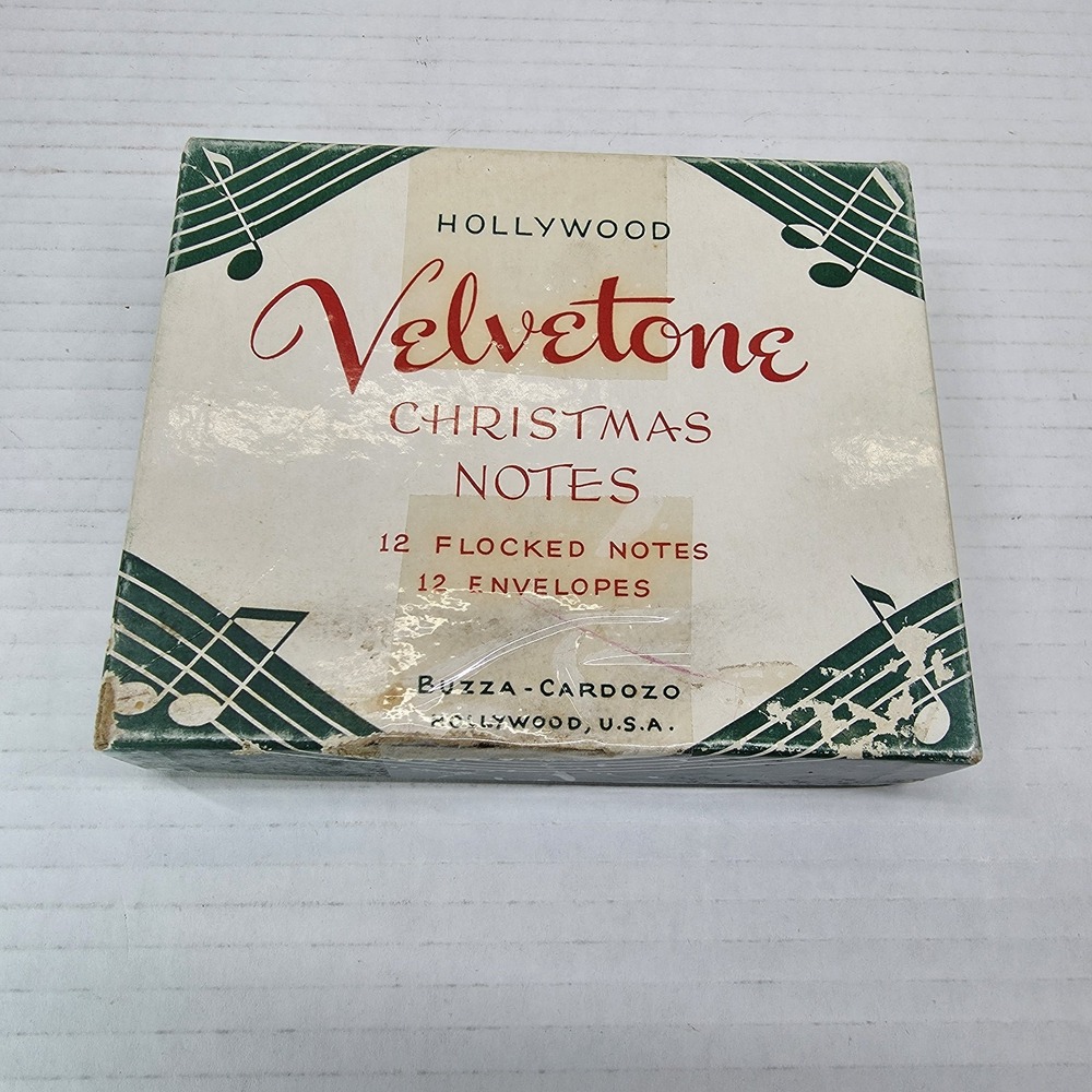 VTG 1950s Buzza Cardozo Velvetone Flocked‎ Christmas Notes Made in USA 9 Cards